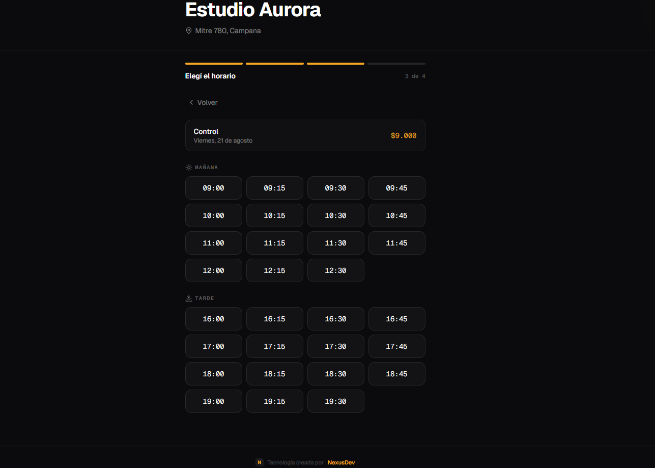 Los horarios libres, separados en mañana y tarde